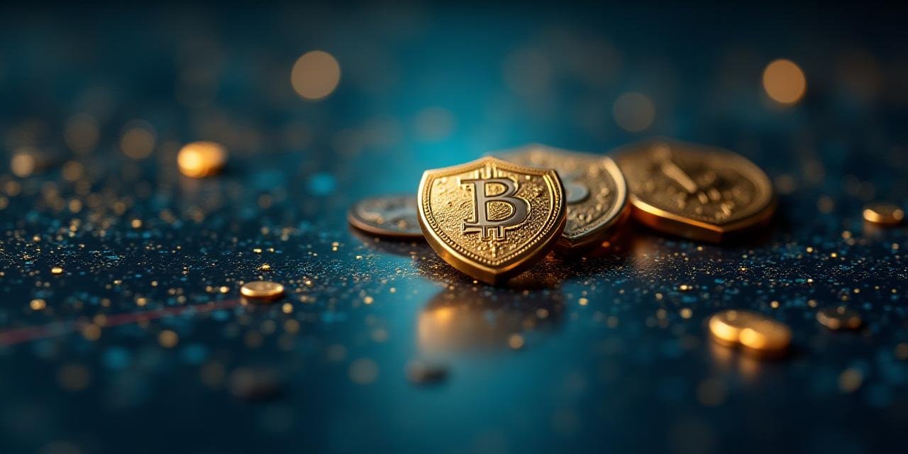 Abstract representation of financial market volatility and gold shields