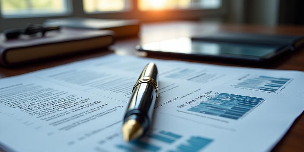 Professional financial documentation and analytical tools on a desk